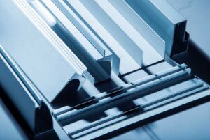 closeup of aluminum alloy extruded into unique custom profiles