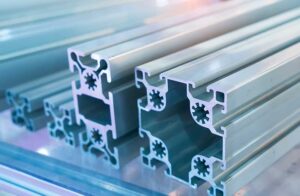 closeup shot of extruded aluminum profiles