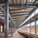 aluminum beams and construction materials shown in a building that is being built