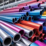 exploring coating - a stack of extruded aluminum in a variety of colors