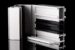 Aluminium profile sample isolated on black background.