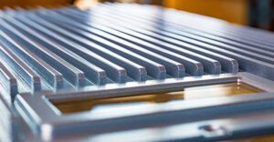 closeup shot of extruded aluminum used for industry manufacturing