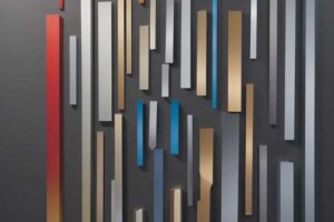 sample board showing a variety of colors, textures and types of coating available for custom aluminum extrusion